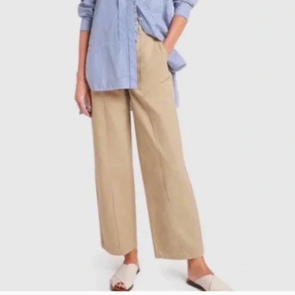 Alex Mill Wide Leg Cotton Twill Cropped Pants with Front Seam Size 4 - Picture 2 of 14